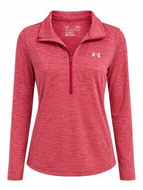 Under Armour Pink Heathered Half Zip Athletic Top L